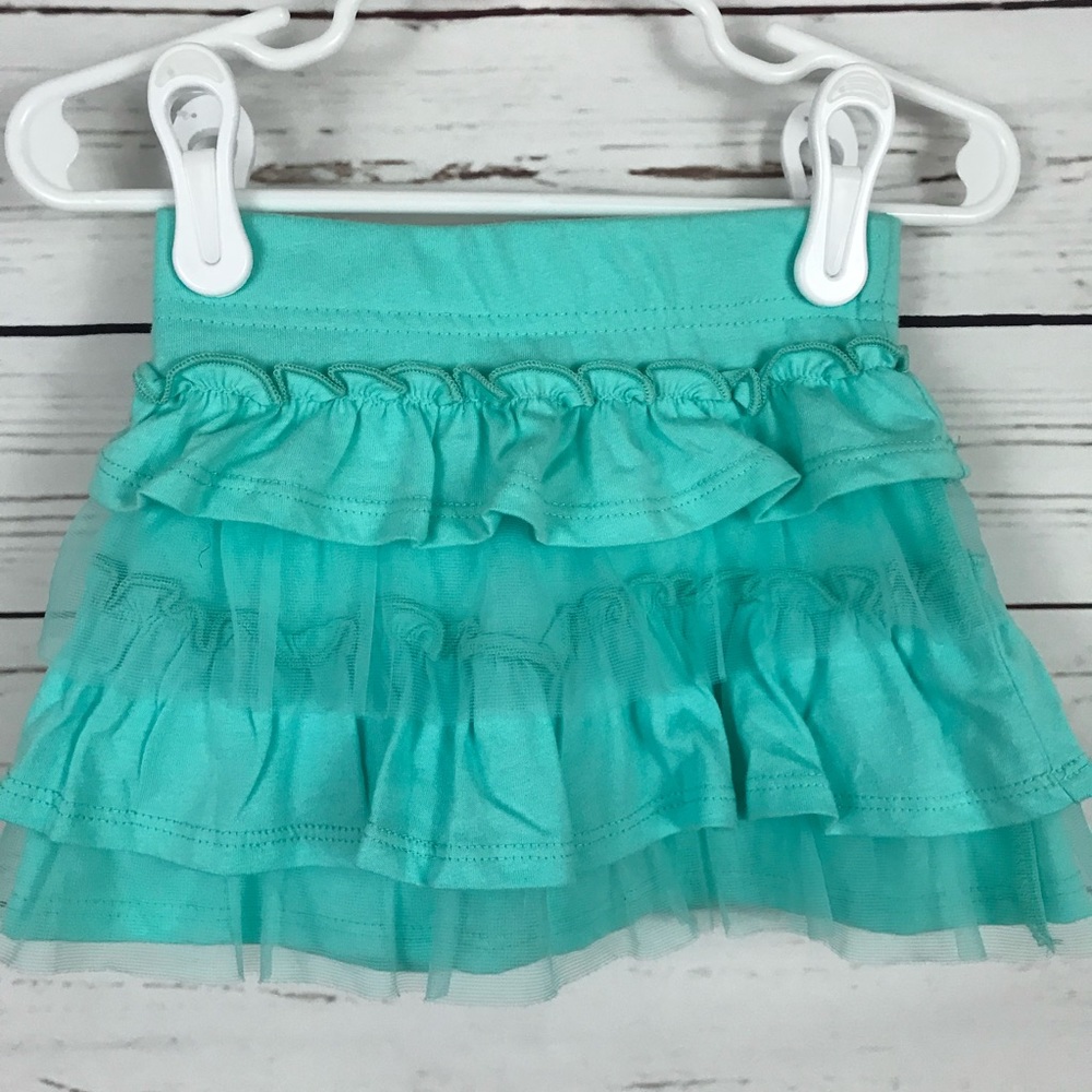 Girls Green Cotton and Tulle Skirt Size 2T